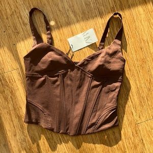 NWT Zara Linen Blend Corset Top
